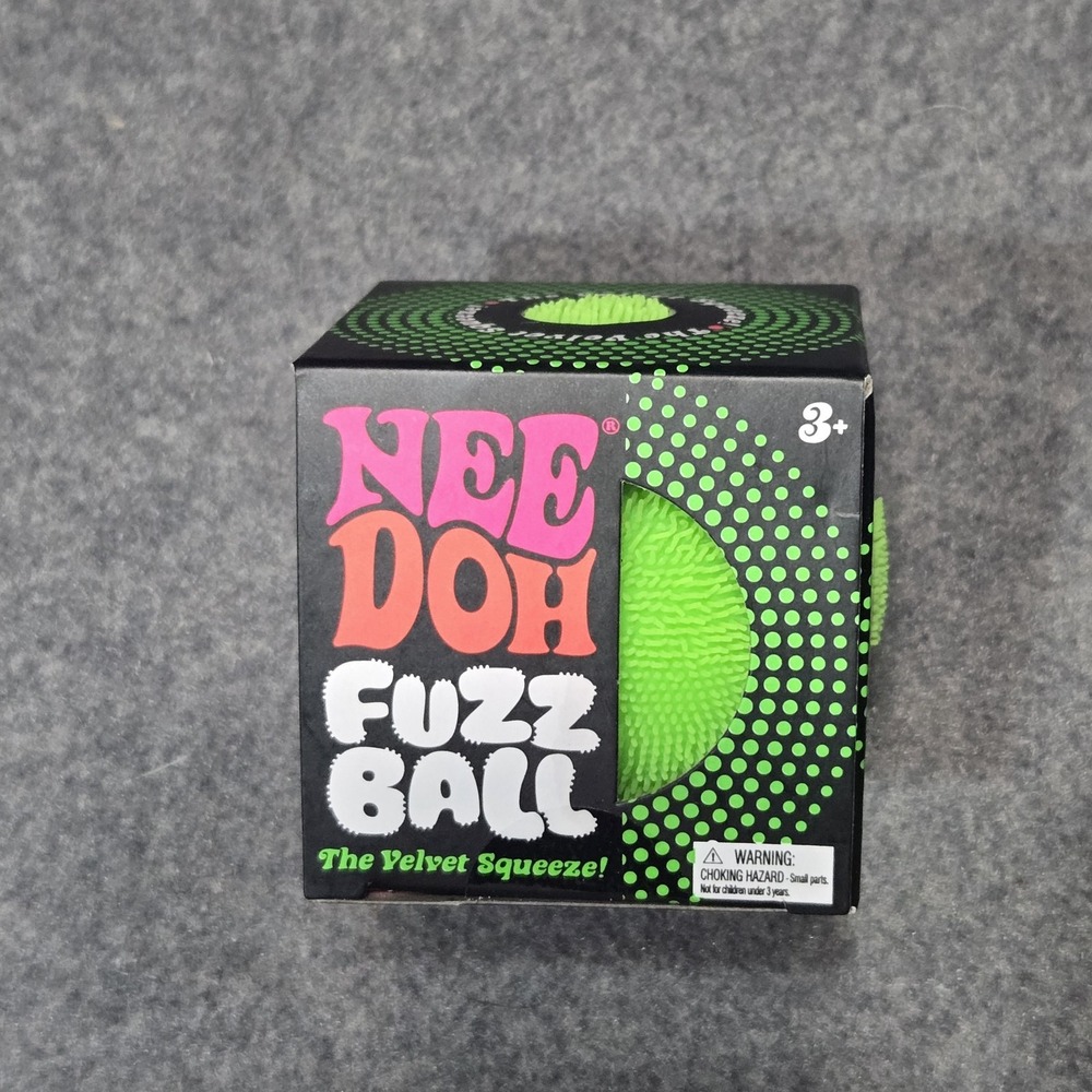 Nee Doh Fuzz Ball Fuzzy Squeeze Ball Stress Reliever, Green